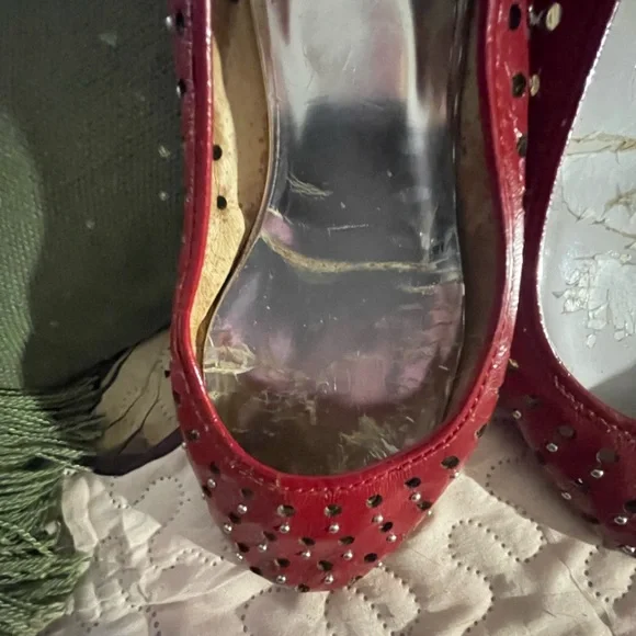Michael Kors Red Studded Flats - Picture 2 of 4